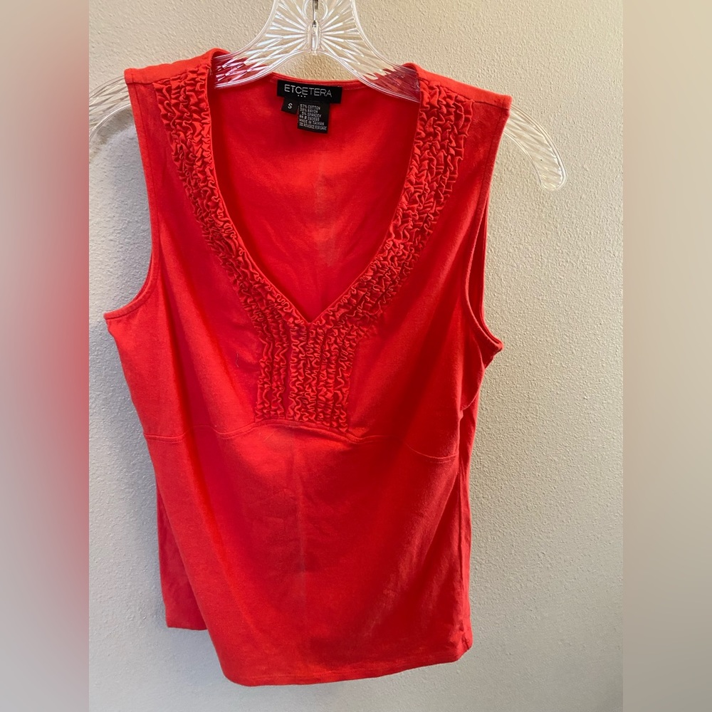 Women’s dressy coral/red top. Etcetera Label